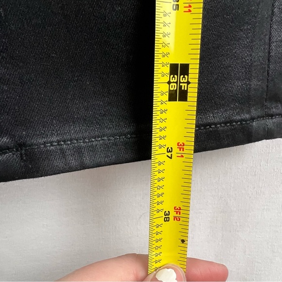 7 for all Mankind The High Waist Ankle Skinny Jeans in Black Coated Wax Size 31 - Picture 13 of 16